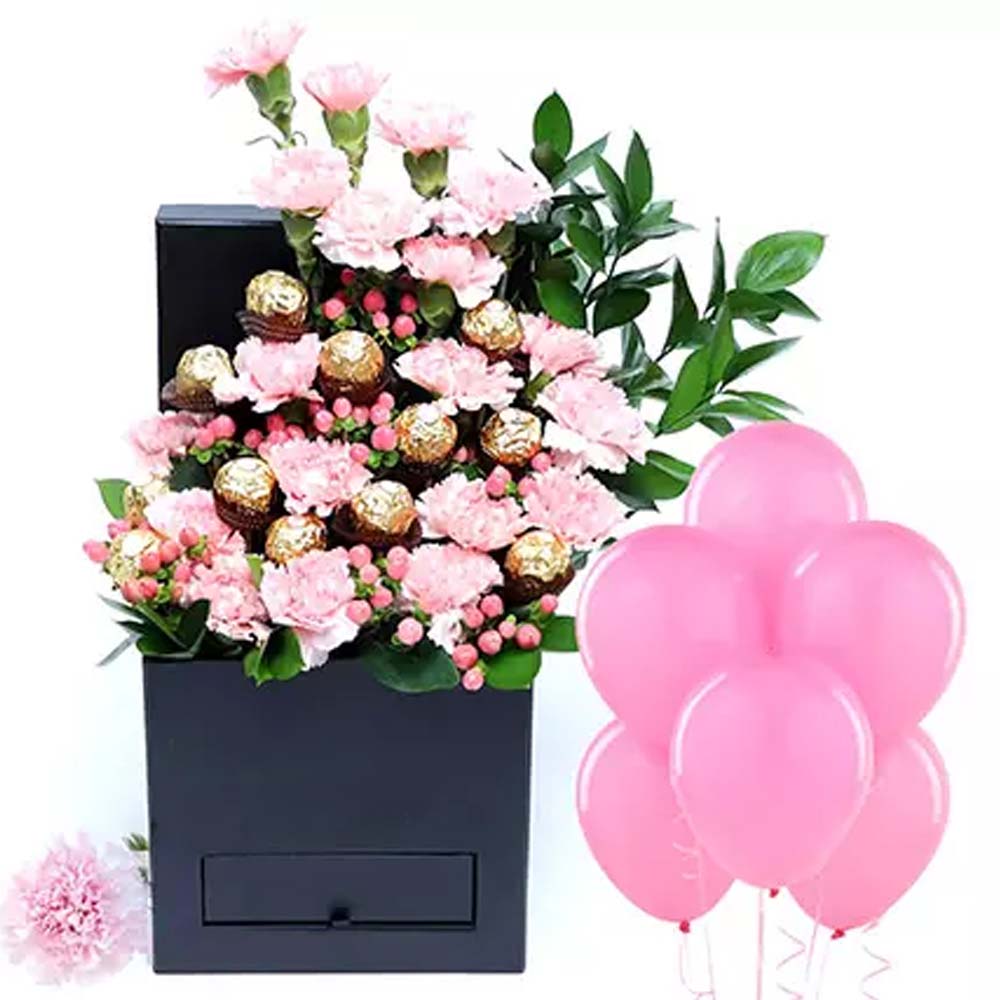 Affairs of Hearts Arrangement With 10 Pink Balloons
