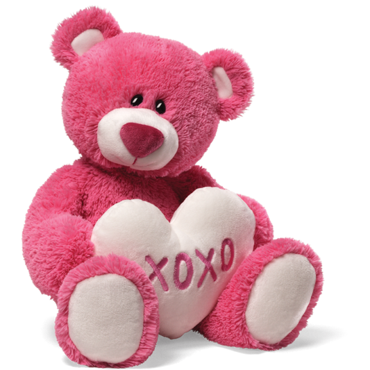 Fluffy Teddy Bear With Pink Heart