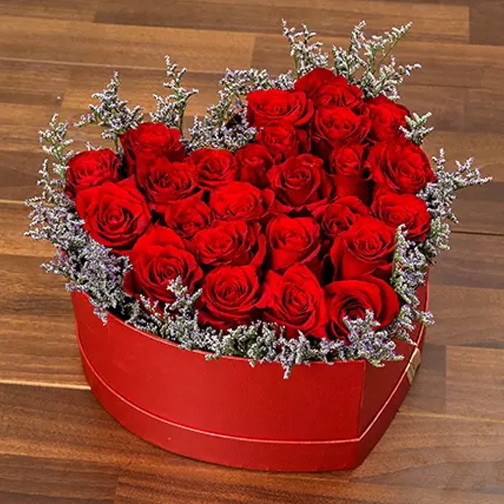 Karwa Chauth- 14 Oct - Red Roses In Heart Shape Box