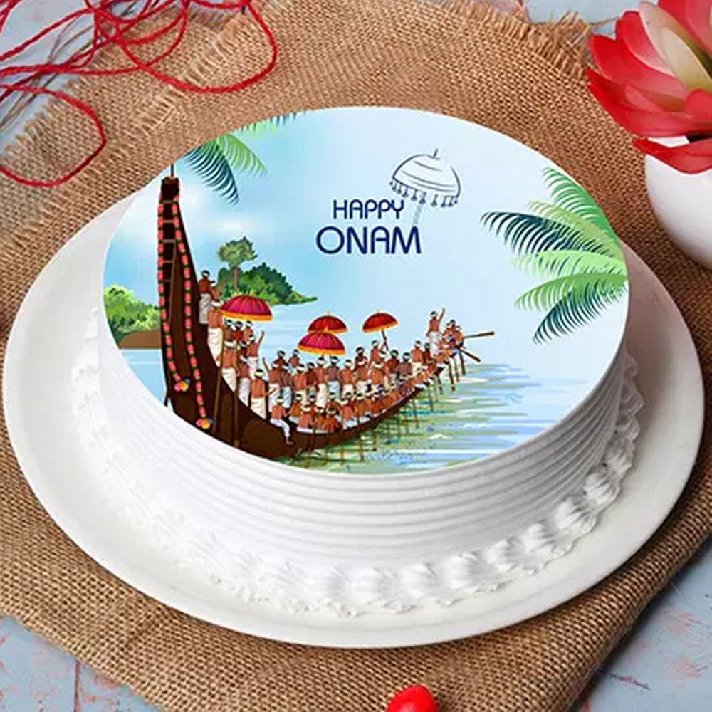 Onam - Happy Onam Vallam Kali Photo Cake