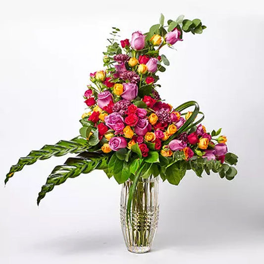 Ramadan -  Heavenly Mixed Roses N Carnations Vase Arrangement