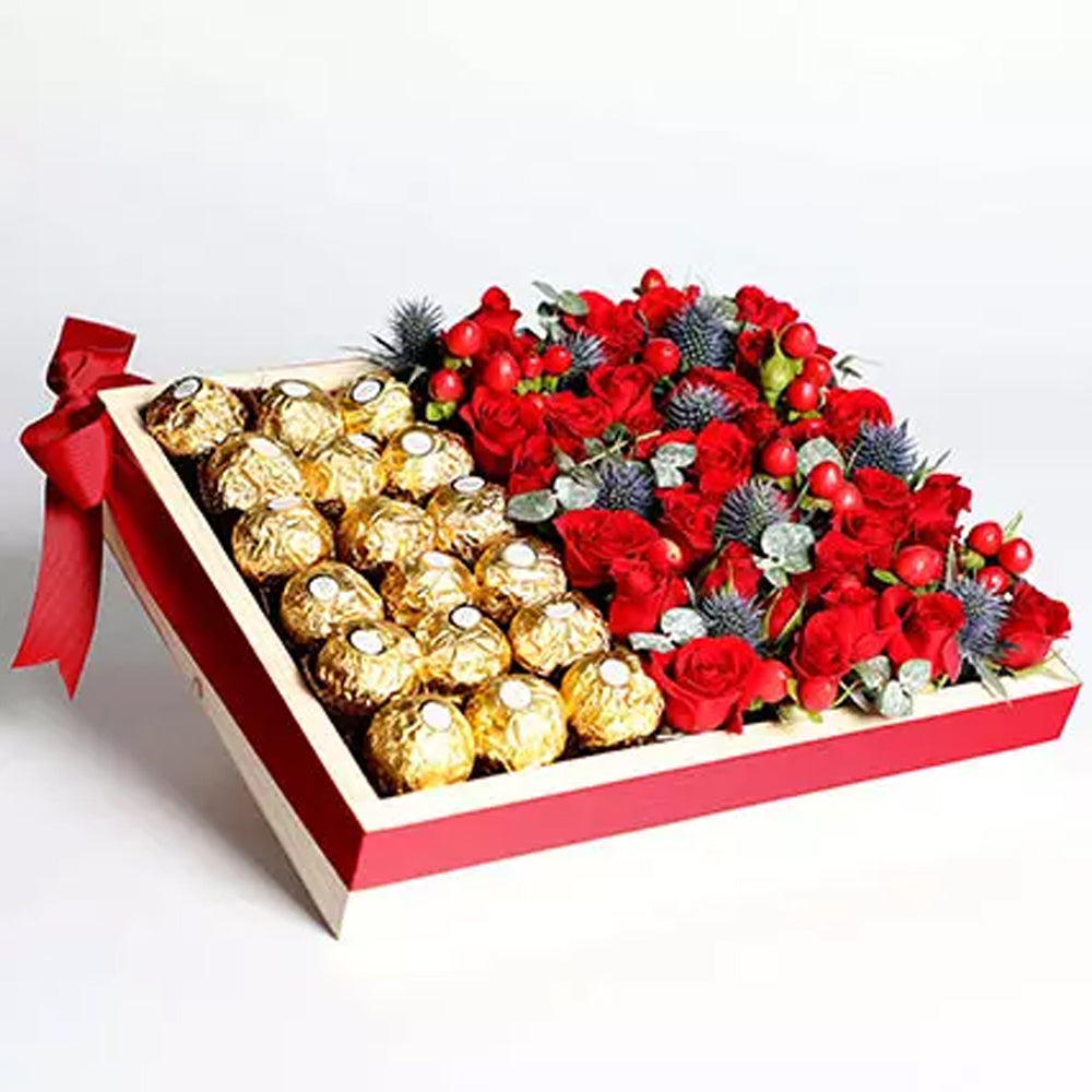 Karwa Chauth- 14 Oct - Exotic Roses and Chocolates Arrangement