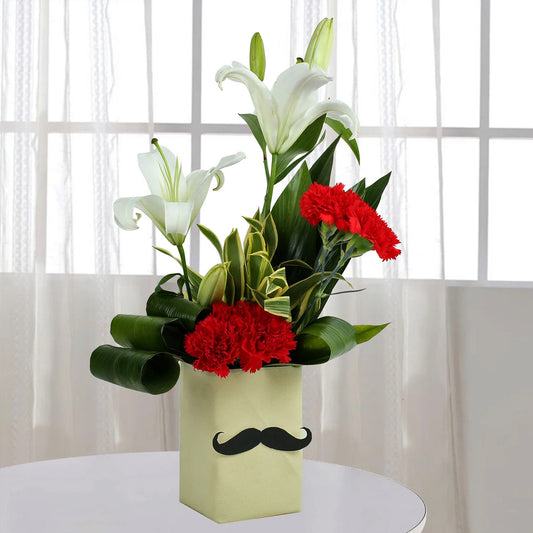Father's Day - Carnations & Lilies Arrangement For Him