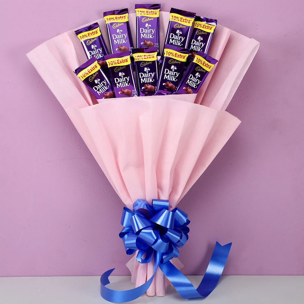 Womens Day Special - 8th March - 10 Cadbury Dairy Milk Bouquet