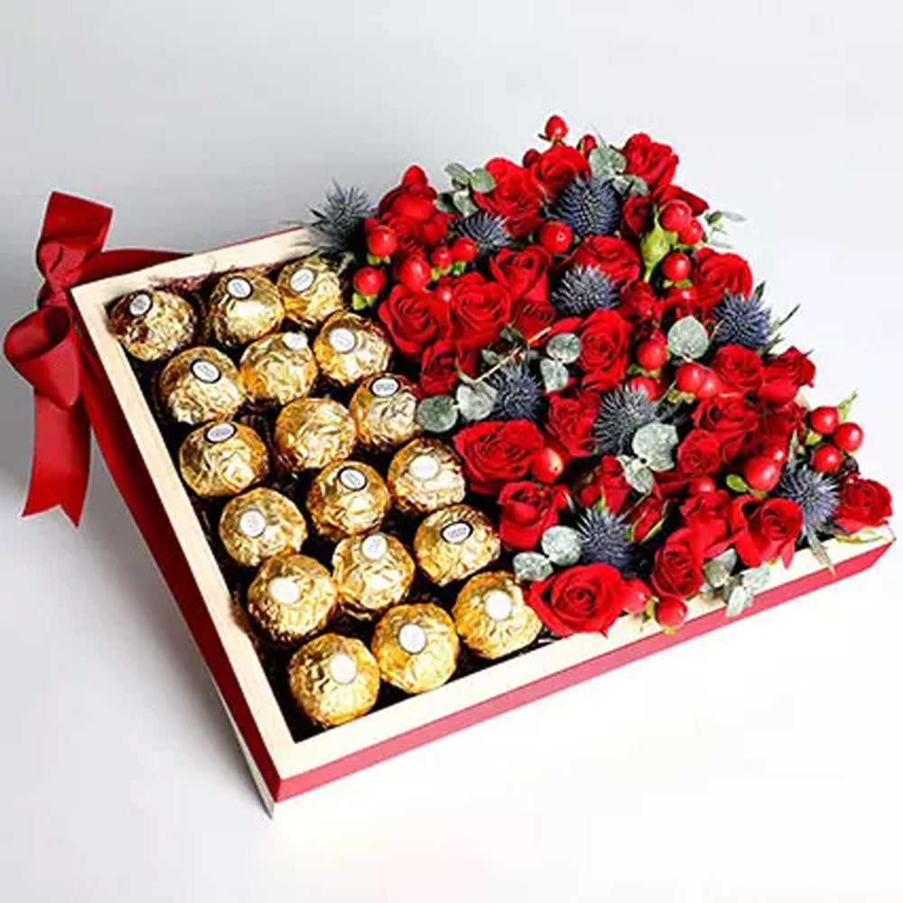 Karwa Chauth- 14 Oct - Exotic Roses and Chocolates Arrangement