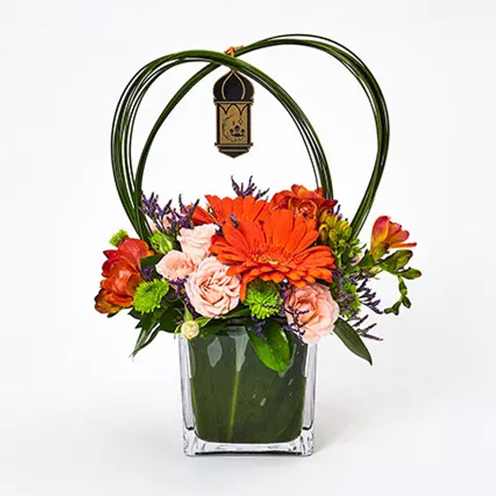 Eid Al Fitr -  Ramadan Special Mixed Flowers In Glass Vase