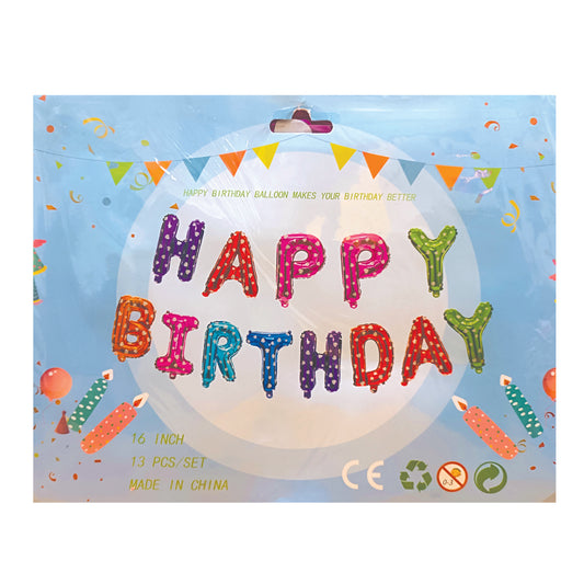 Happy Birthday Multicolored Helium Balloons