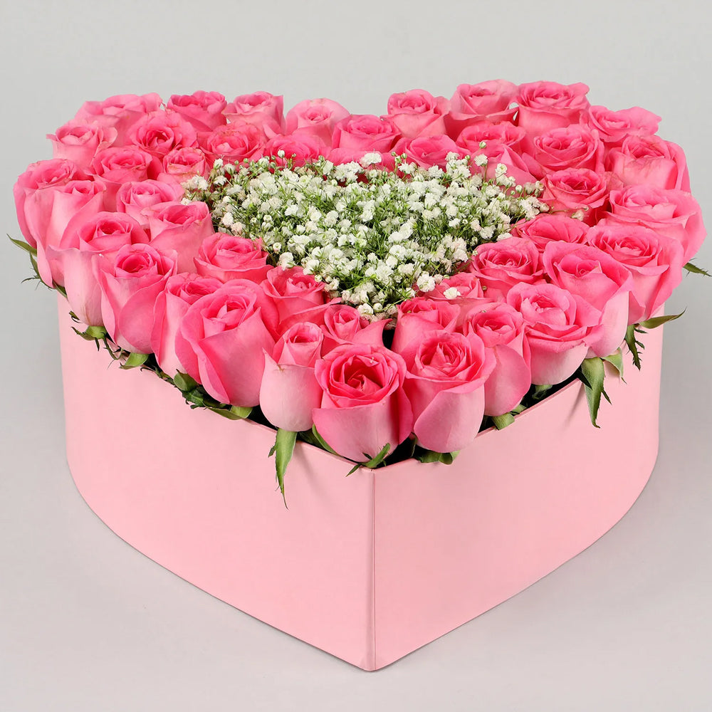 Pink Roses Heart Pink Box