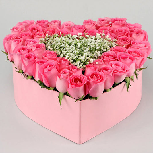 Pink Roses Heart Pink Box