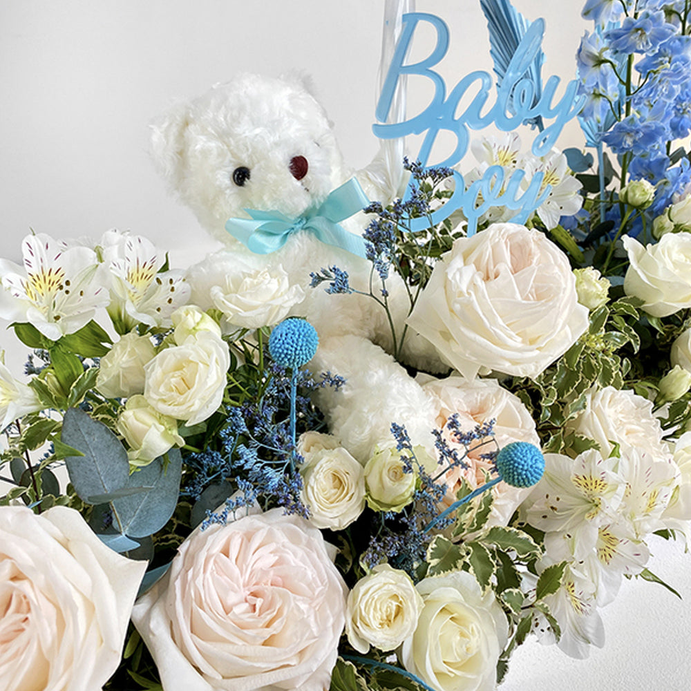 Fresh Flower Box - Graceful Purity - Baby Boy Flower Box Package