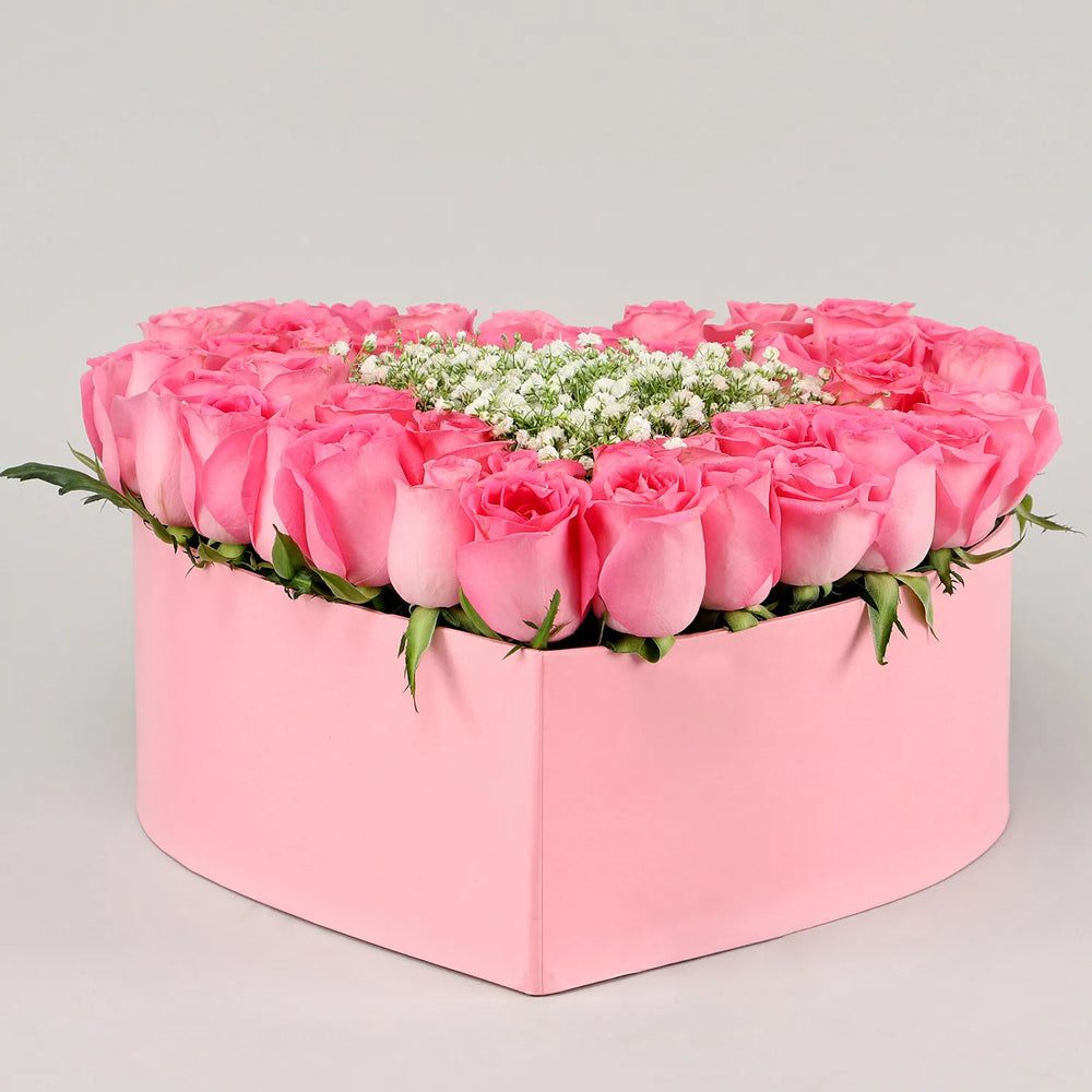 Pink Roses Heart Pink Box