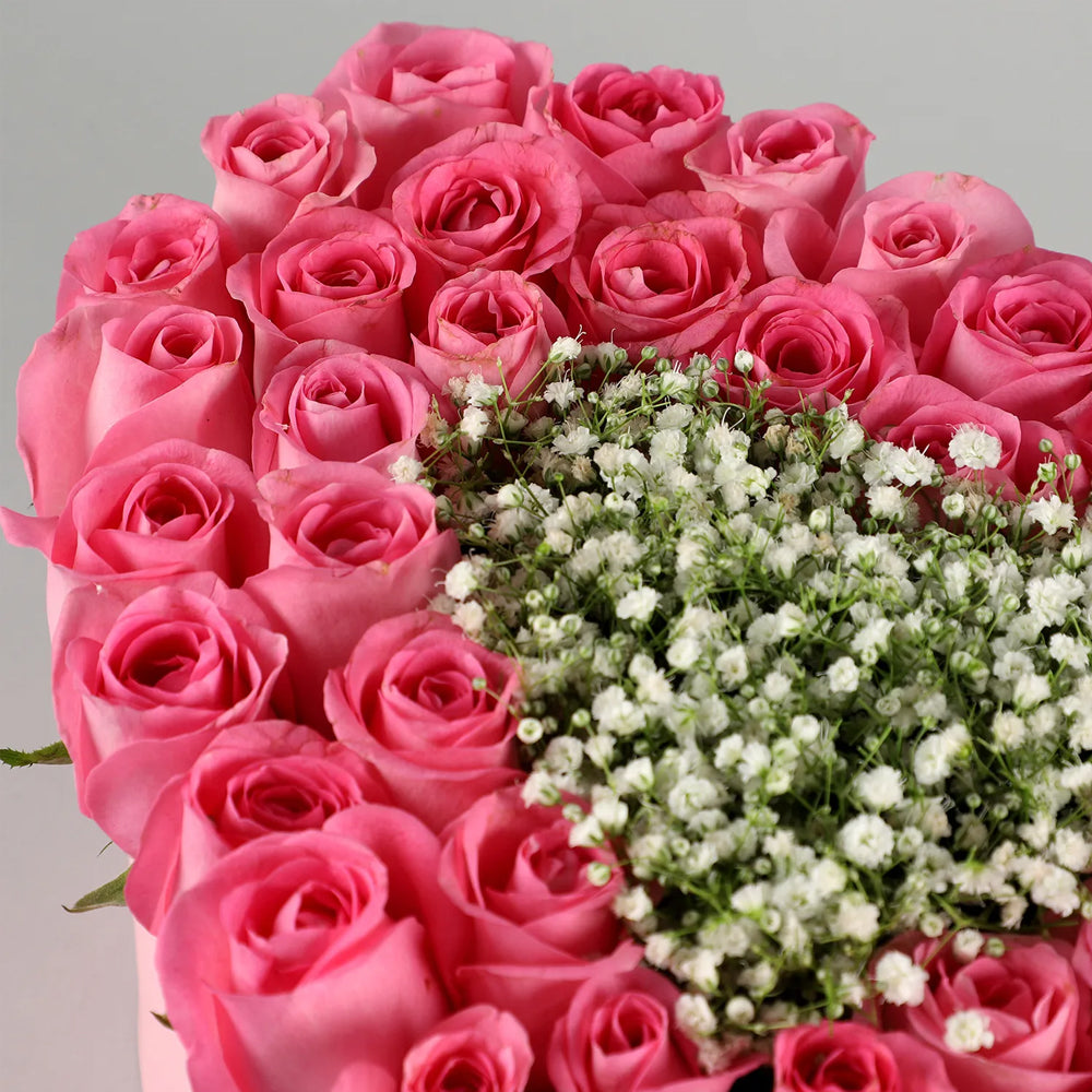 Pink Roses Heart Pink Box