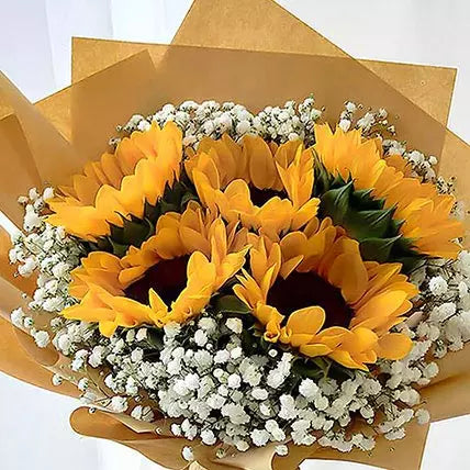 Ravishing Sunflowers Beautifully Tied Bouquet