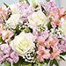 White and Pink Floral Bunch In Glass Vase